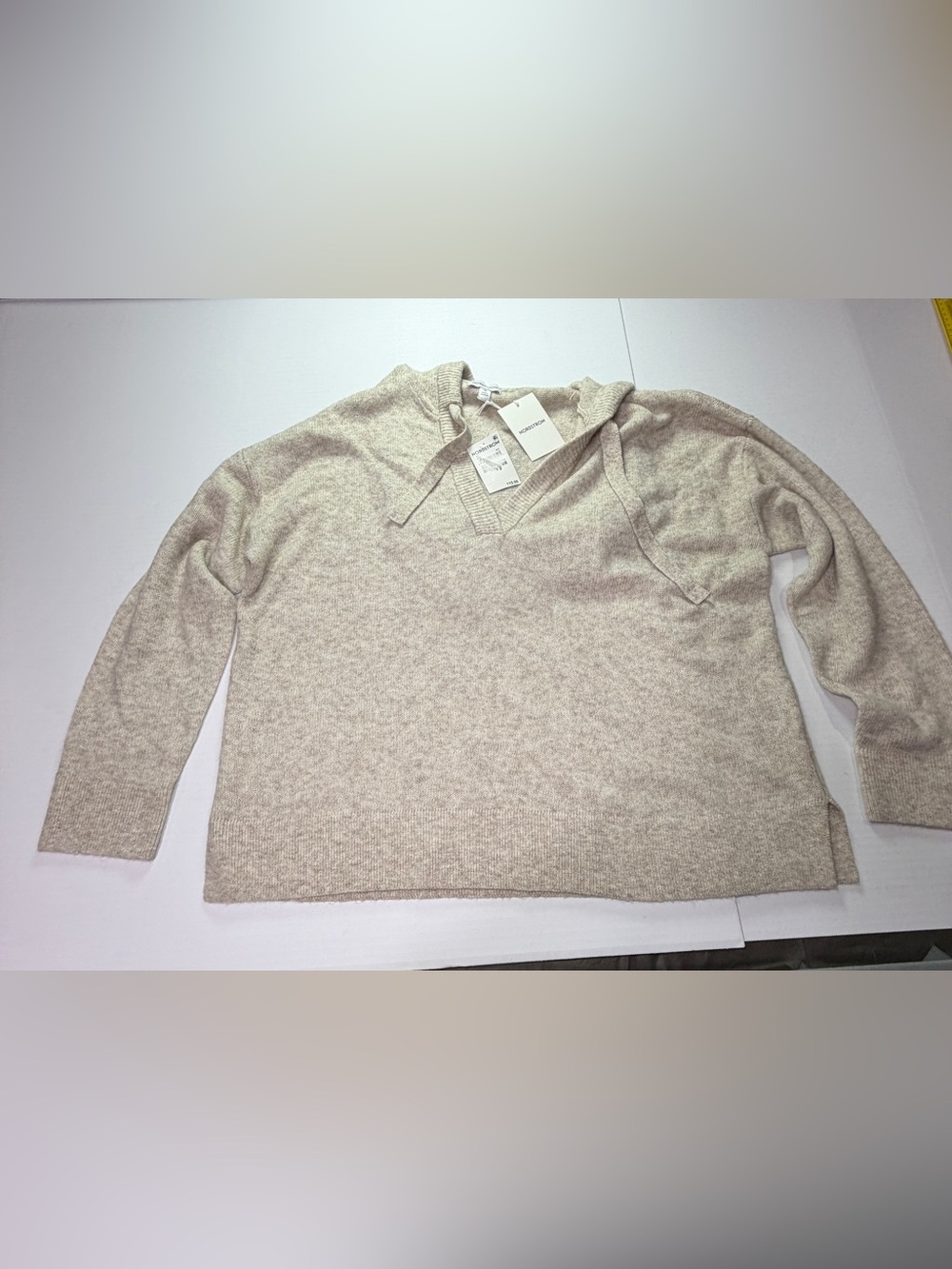 NWT Nordstrom Lounge Set XL Beige Heather 2 Piece Hoodie Pants - Picture 2 of 14
